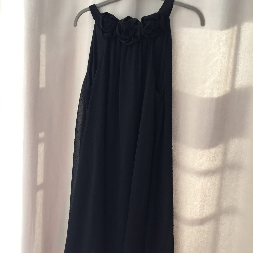 Black Flowy Halter Dress With Flowers